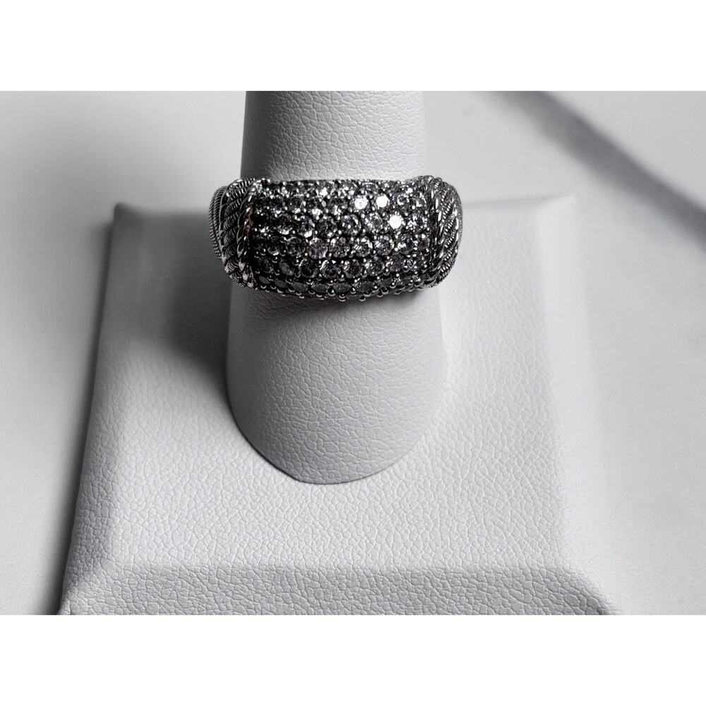 Judith Ripka 925 Sterling Silver Diamonique Pave Dome Ring Size 9.5 Thailand